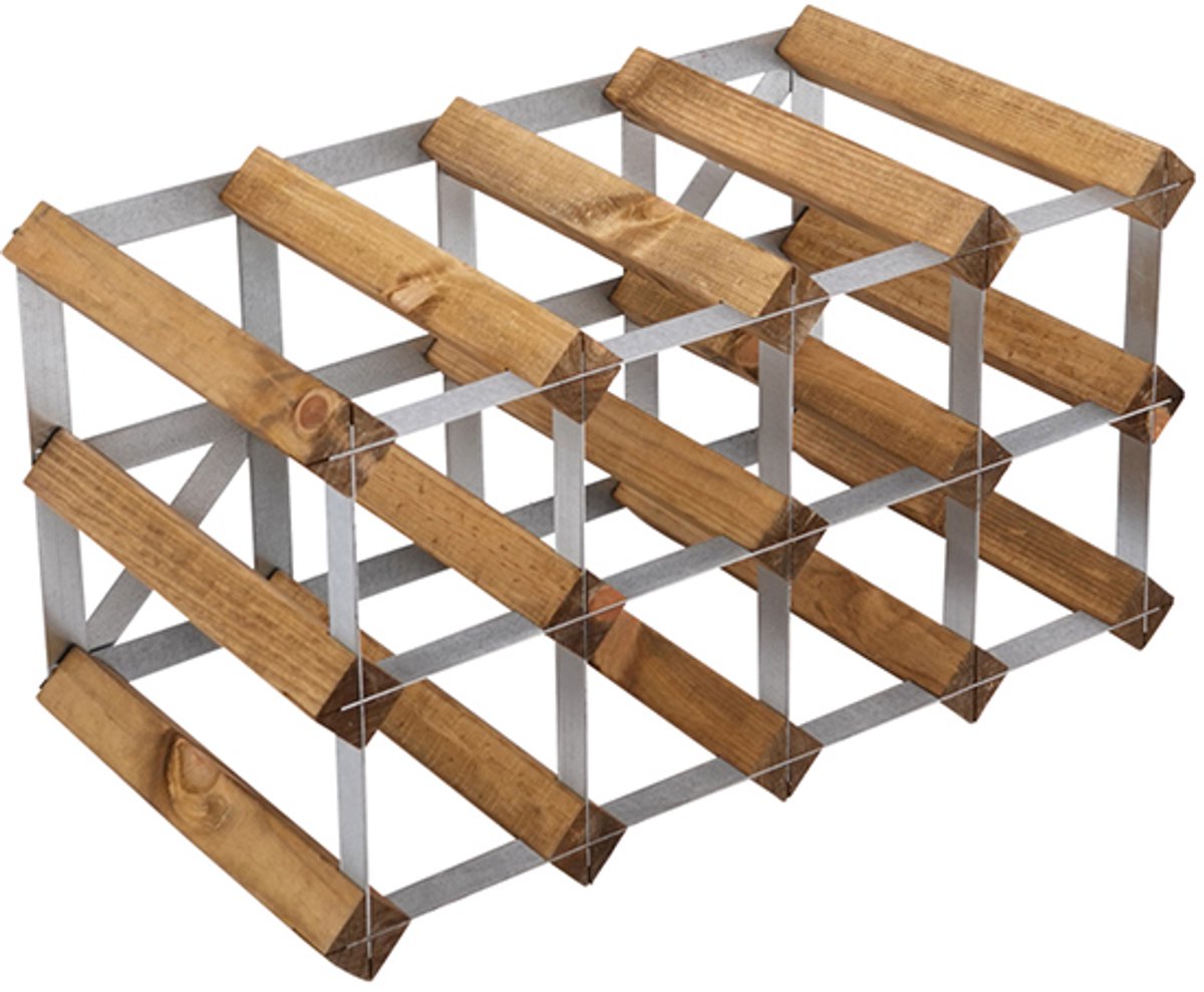 Traditional Wine Rack Co. - Wijnrek - Voor 12 flessen - Lichte eik - 42x22.8x22.8cm