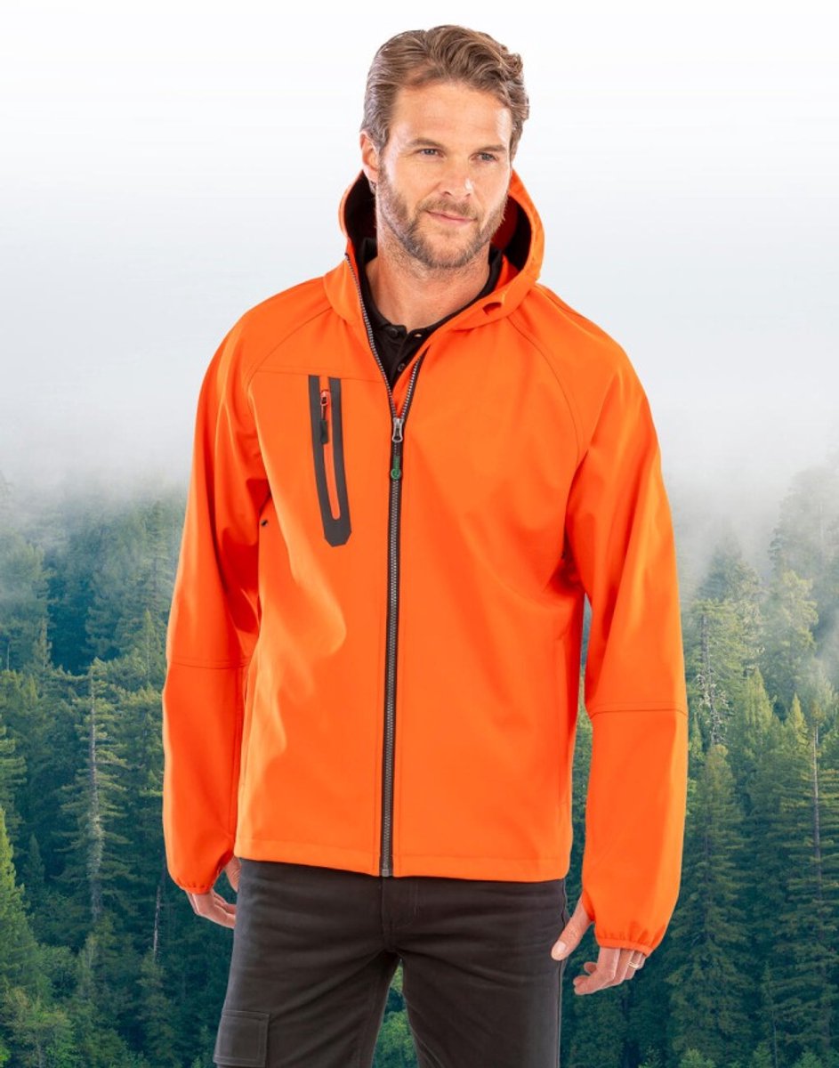 Result 3-Layer Recycled Printable Hooded Casual Unisex Softshell Jacket RT909 Marineblauw
