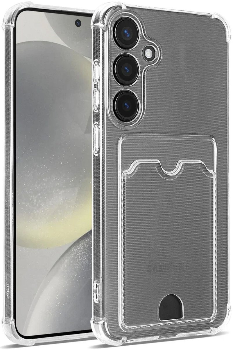 Transparant Hoesje met Pasjeshouder Geschikt voor Samsung Galaxy S25 Plus | Back Cover Dun TPU | Schokbestendig | Ultra Dun | Kaarthouder Achterkant | Shockproof | Doorzichtig