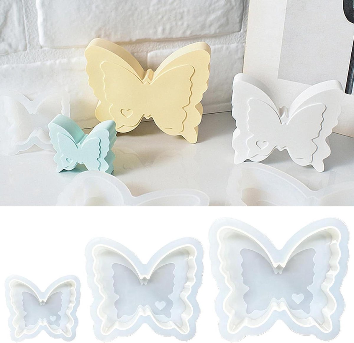 Siliconen Bowl Vorm - Kaars Houder - Decoratie Maken - Set van 3 - Niet gespecificeerd - Vlinder