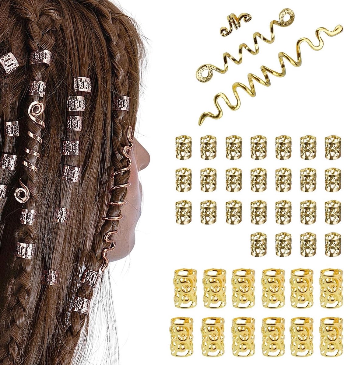 40 Stuks Verstelbare Haarclips voor Dreadlocks en Vlechten - Spiralen voor Feest en Festival