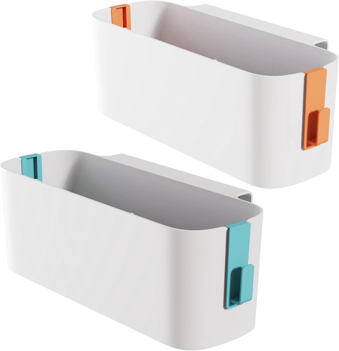 Hanging Bed Organiser Opbergmanden met 2 Verwijderbare Haken voor Bedzijde, Ideaal voor Studenten en Thuisgebruik (Blauw + Oranje)