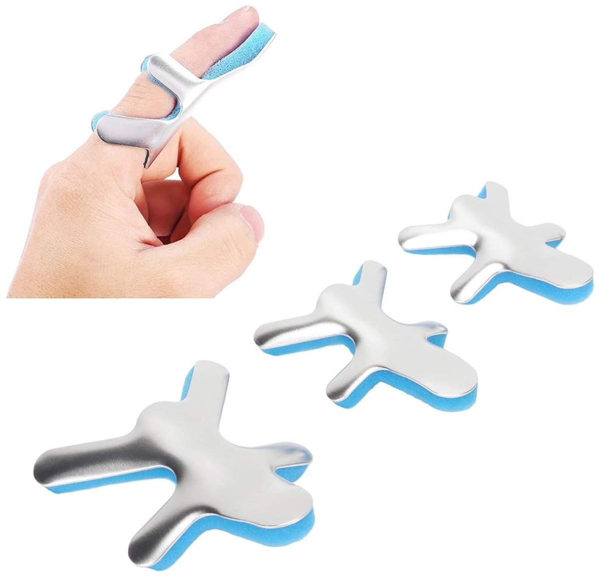Vingerbrace voor Hammer Finger, 3 Stuks, Ondersteuning en Fixatie voor Rechttrekken van Vingers met Spons