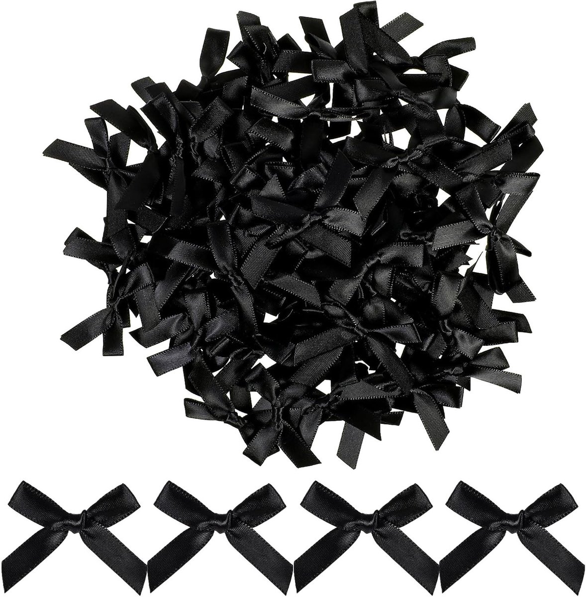 Kleine Zwarte Strikken voor DIY Projecten, Cadeauverpakking en Versiering van Snoep en Taarten - 100 Stuks Satin Bows