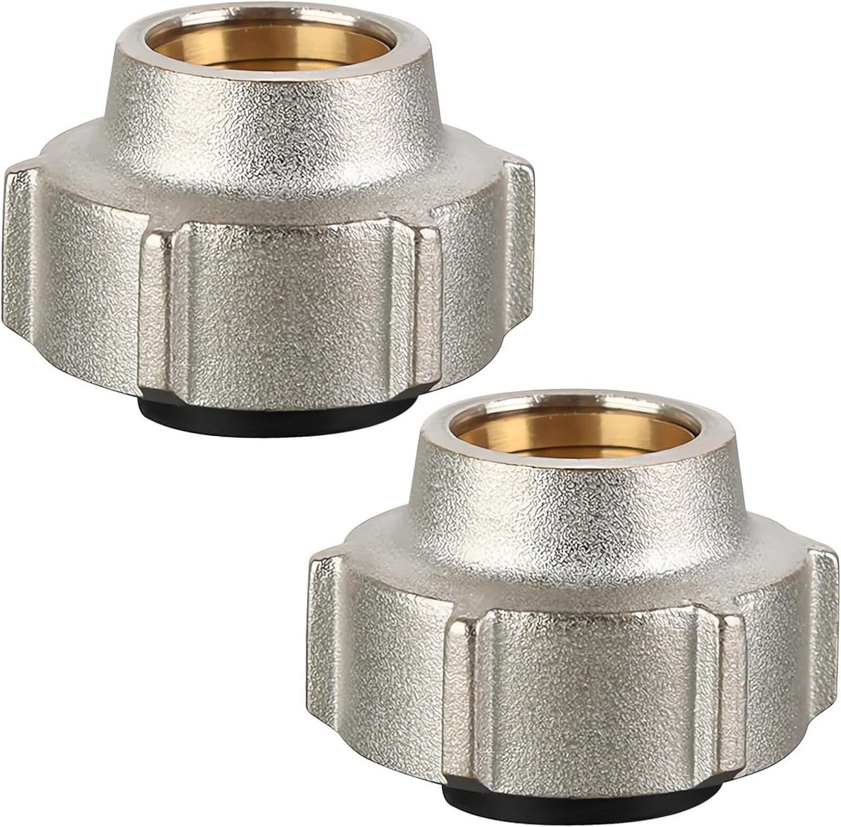 2 Stuks Messing Klem Schroefverbinding Set, 3/4" x 15mm Klem Schroefverbinding met Zilver Geplateerde Koperverbindingen voor Radiatoren, Geschikt voor Euroconus, Koper en Staal