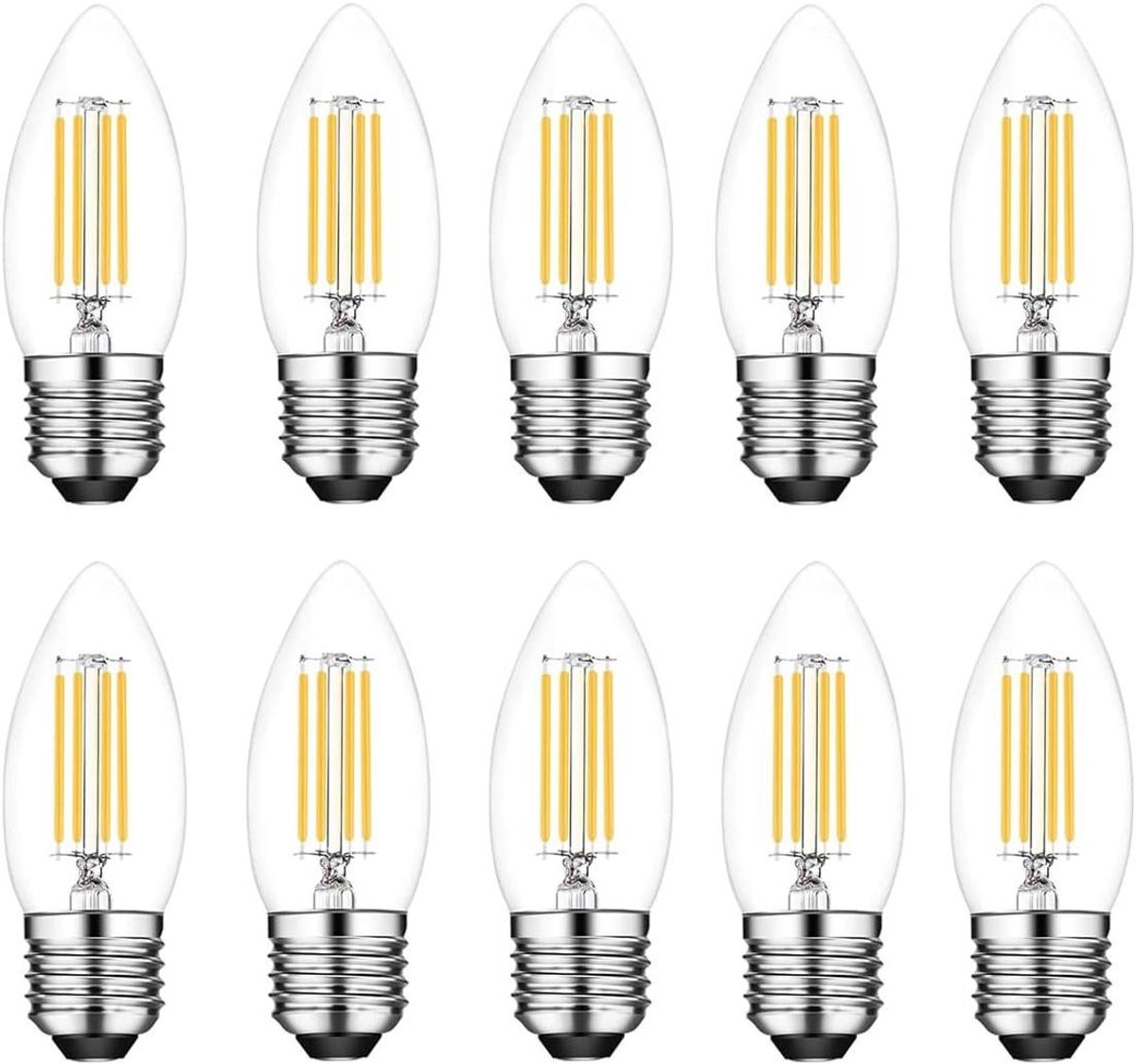 LED Kaarslampen - Gloeidraadlampen - Sfeerverlichting Creëren - Warm Wit Licht - 10 Stuks