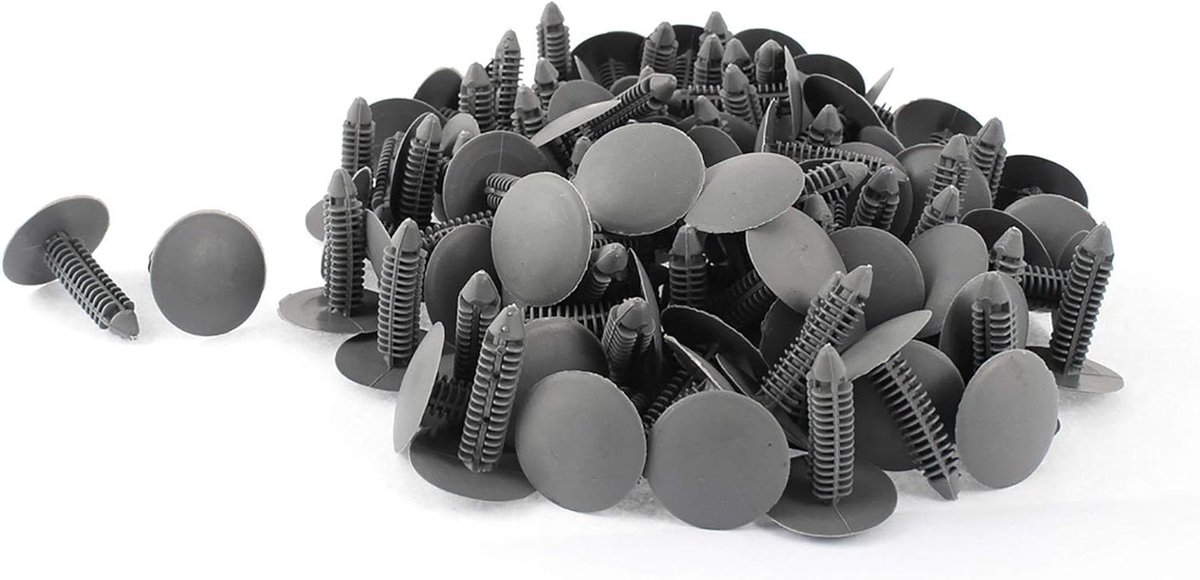 Plastic Klinknagels - Bevestigingsclips - Auto Reparatie - Push-Type Ontwerp - 100 Stuks - Grijs