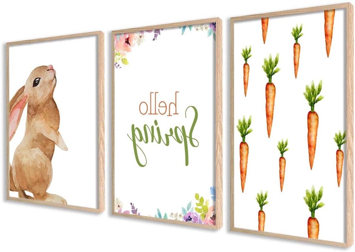 Poster Set - Wanddecoratie Prints - Woonkamer Inrichten - Set van Drie - 50x70 cm - Paas Set