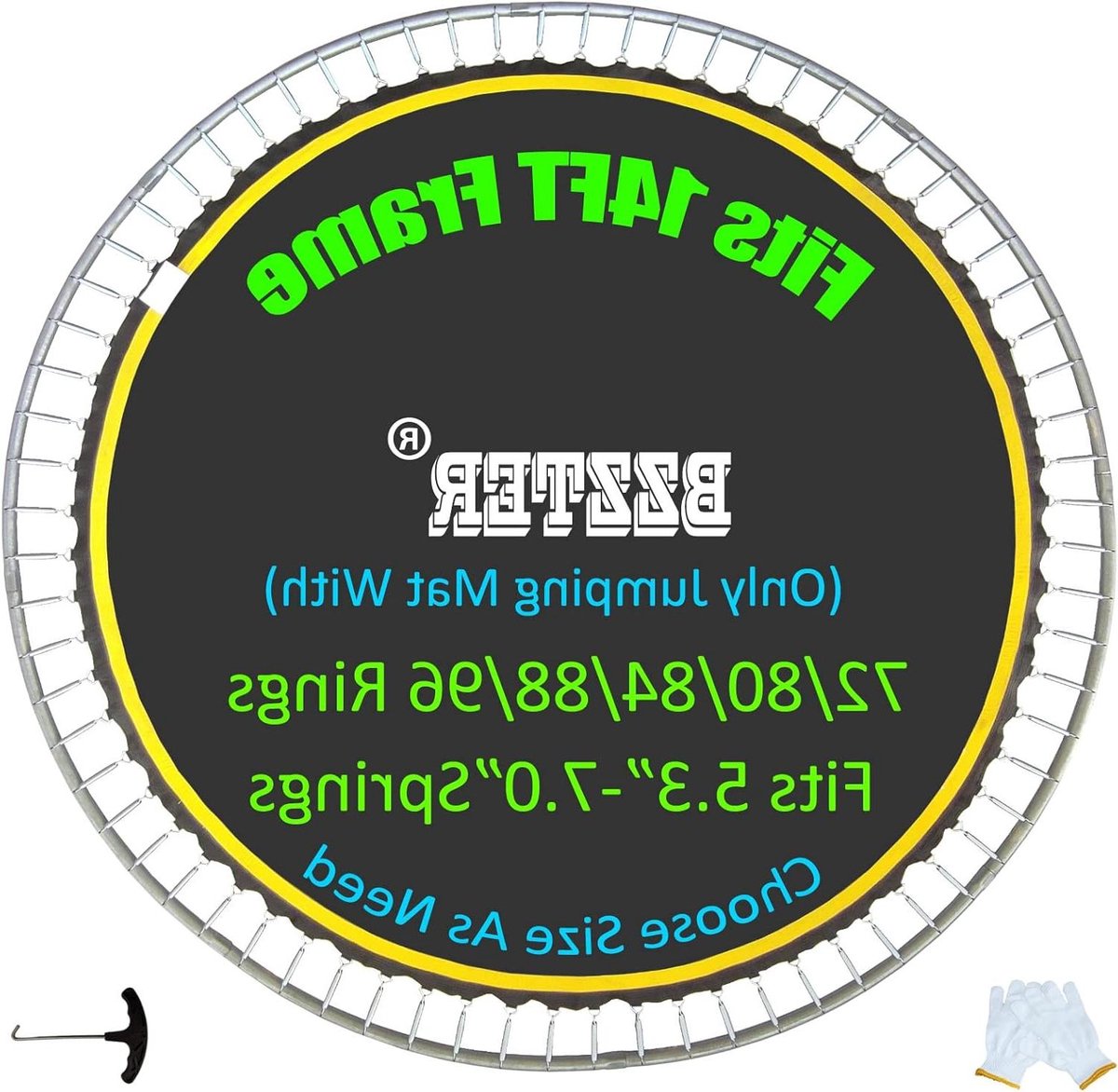 Trampoline mat - Springdoek vervanging - Veilig spelen - UV-bestendig en scheurvast - 14FT - Zwart