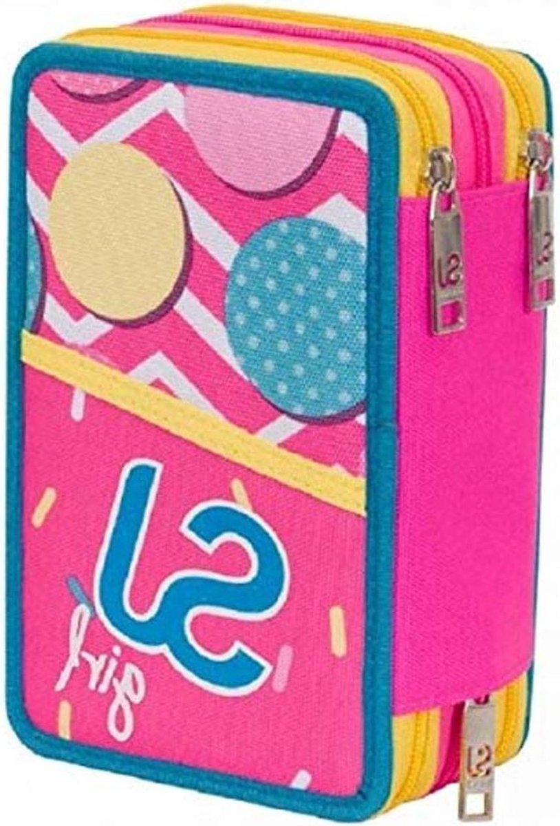 Pennenetui met ritsen - Etui meisjes - Schoolbenodigdheden organiseren - Drie aparte vakken - 21 x 146 cm