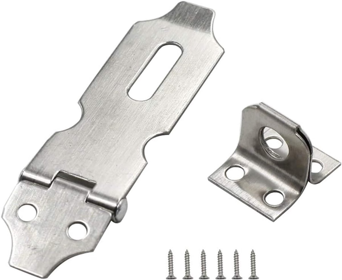 2 "Hangslot Hasp Latch Lock Deursluiting Gate Lock Roestvrij staal Zilver 3 Pack