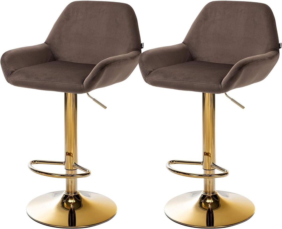 Barkruk Set - Barstoelen - Aan Bar Zitten - Verstelbaar en Draaibaar - Set van 2 - Bruin