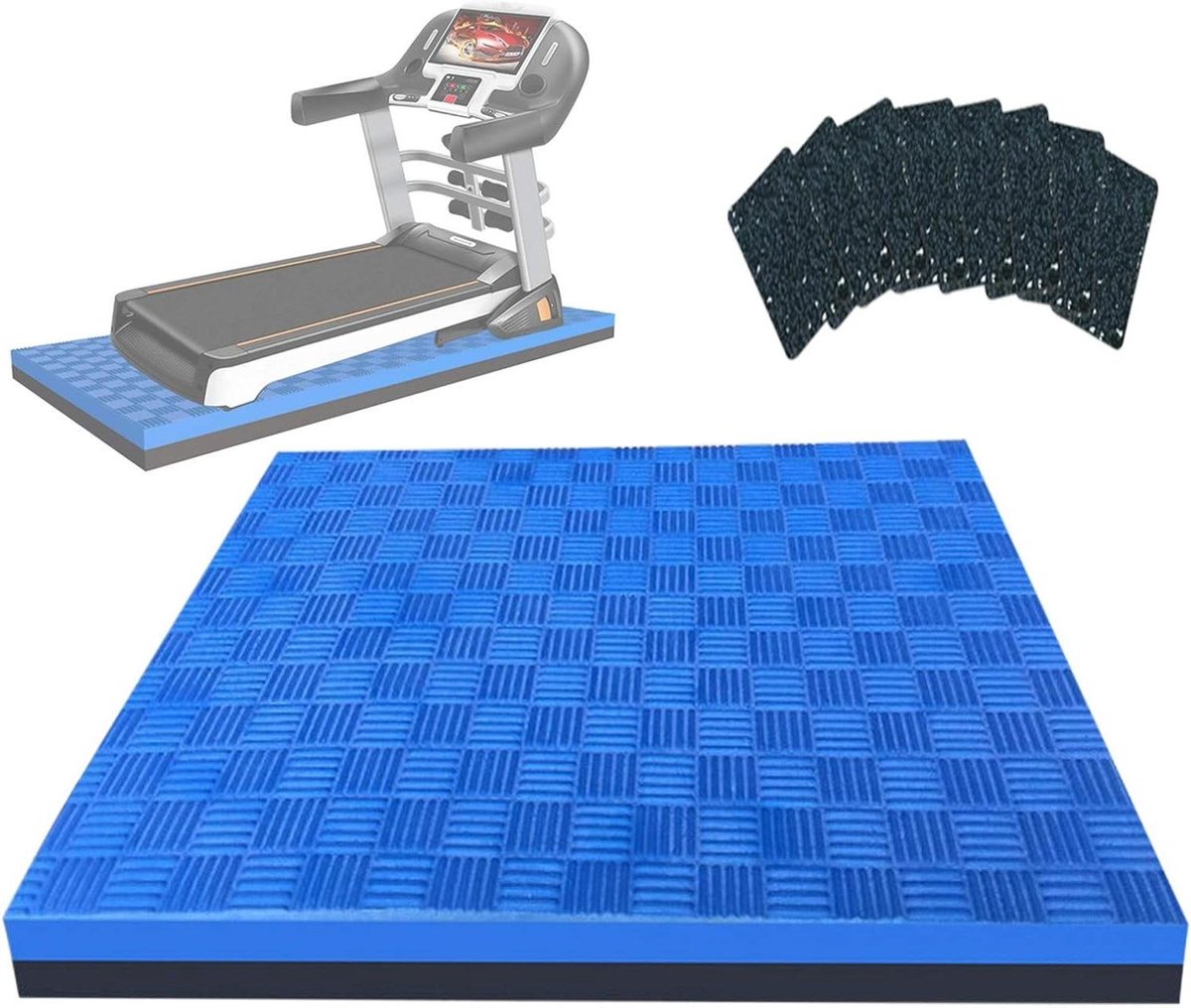 Loopband Vloerbeschermer - Fitnessmat Antislip - Apparatuur Beschermen - Geluiddempend Ontwerp - 170 x 80 cm - Blauw en Zwart