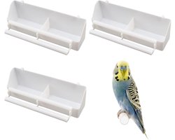 Vogelvoeders, set van 3 witte papegaaienvoeders, plastic vogelvoeders, voer- en waterbakjes Geschikt voor vogels, accessoires Geschikt voor vogel- en papegaaienkooien