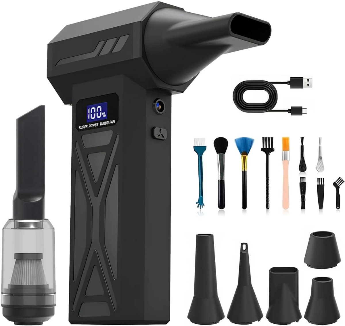 HEZIVO® Air Duster 2-in-1 - Perslucht - Blazen & Zuigen - Draadloos en Oplaadbaar - 4 Snelheden