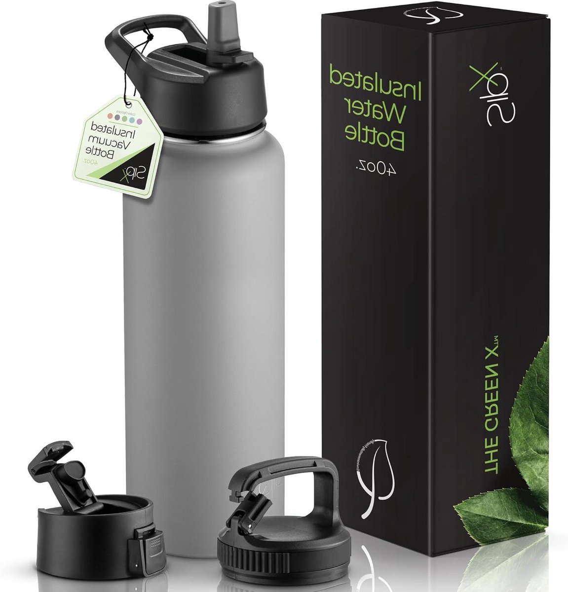 Geïsoleerde Waterfles - Thermosfles RVS - Dranken Koel Houden - Drievoudige Isolatie - 40 Ounces - Grijs