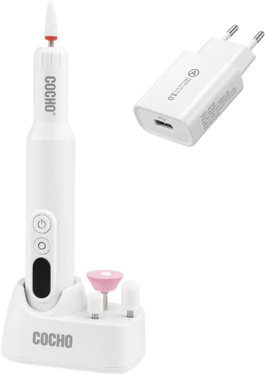 COCHO® Elektrische Nagelfrees – Pedicureset met Nagelvijl Bitjes – Professionele Elektrische Nagelvijl – Voor Manicure & Pedicure – Zwart
