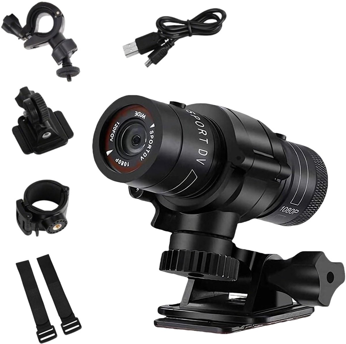 Motor- en Fietshelmcamera - 1080P Hd Mini-Actiecamera - Uitgerust met Een 120° Groothoeklens - Action camera's - Loopopname - Waterdicht - Geschikt voor Gebruik Op Motoren, Fietsen, Helmen en Diverse Outdoor-Avonturen