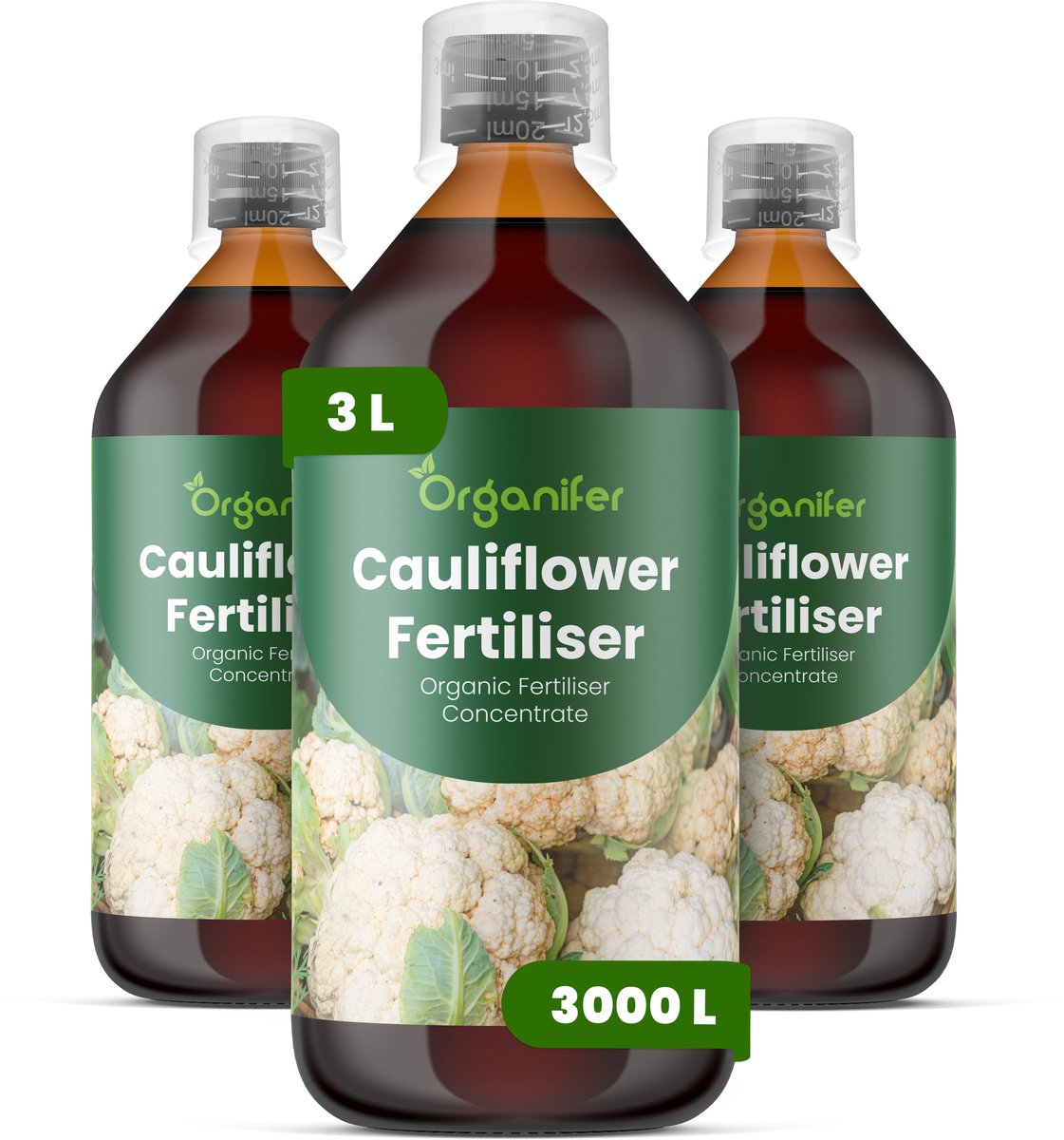 Vloeibare Meststof Voor Bloemkool 3X1 L Voor 3000 L - Npk 2-1-8 - Kruisbloemig Gewas - Sterke Wortelontwikkeling - Uniforme Kropgrootte - Bladomsluiting - Stressbestendig - Brassica-Groenten - Organifer