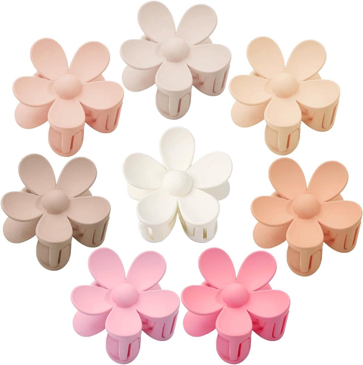 Bloem Haarclips - Grote Klemmen - Haar Styling - Interlocking Tanden - 8 Stuks - 8 Kleuren