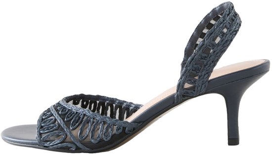Next - Dames - Sandalen met raffia en open teen en hak - Blauw