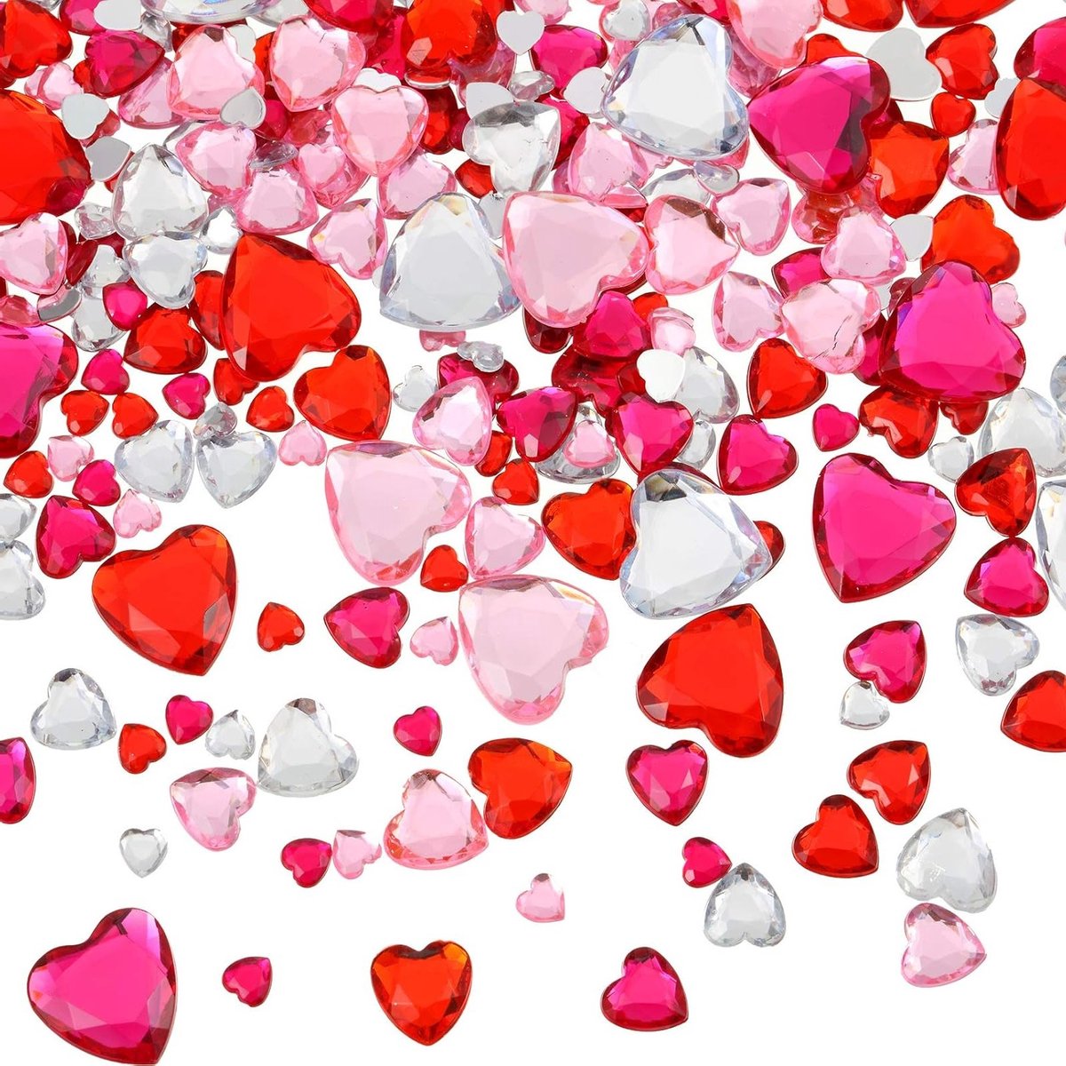 516 Stuks Acryl Hart Rhinestones en Kristallen Edelstenen voor Valentijnsdag en Bruiloft Decoratie, DIY Ambachten en Sieraden Maken in Diverse Maten