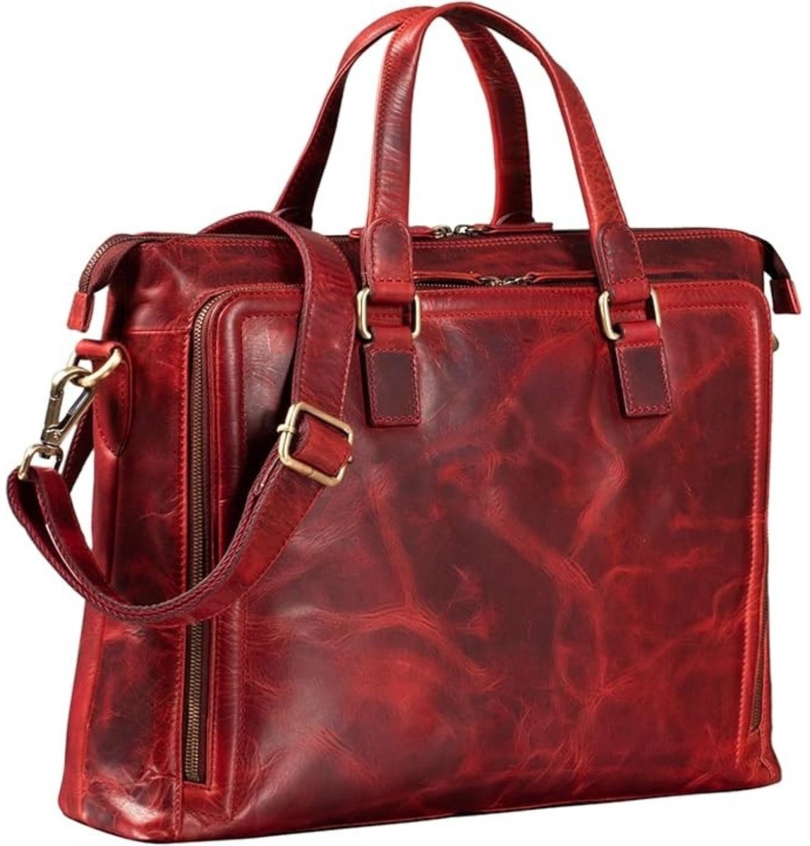 Leren Laptoptas - Laptoptas - Leren Tas - Luxe Leren Laptoptas - Werktas - Schoudertas - Business Tas - Leren Business Tas - 15 inch - Rood - van Imperatoris