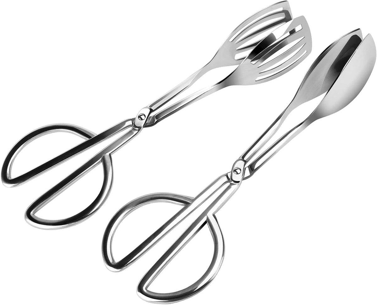 Set van 2 roestvrijstalen serveertangen, geschikt voor salade, gebak, buffet, zoet