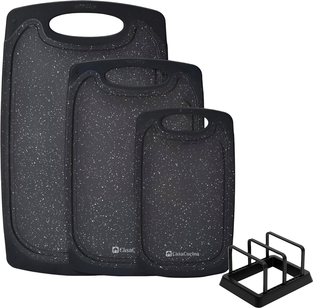 CasaCucina Snijplank Kunststof - Anti-slip - Met Houder - 41x26cm - Vaatwasserbestendig - Zwart