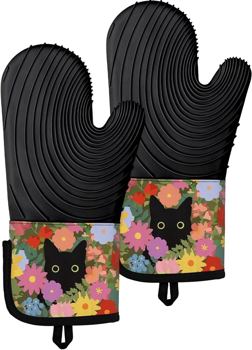 Ovenwanten - Keukenhandschoenen - Hittebescherming - Antislip siliconen - 33 x 175 cm - Zwart