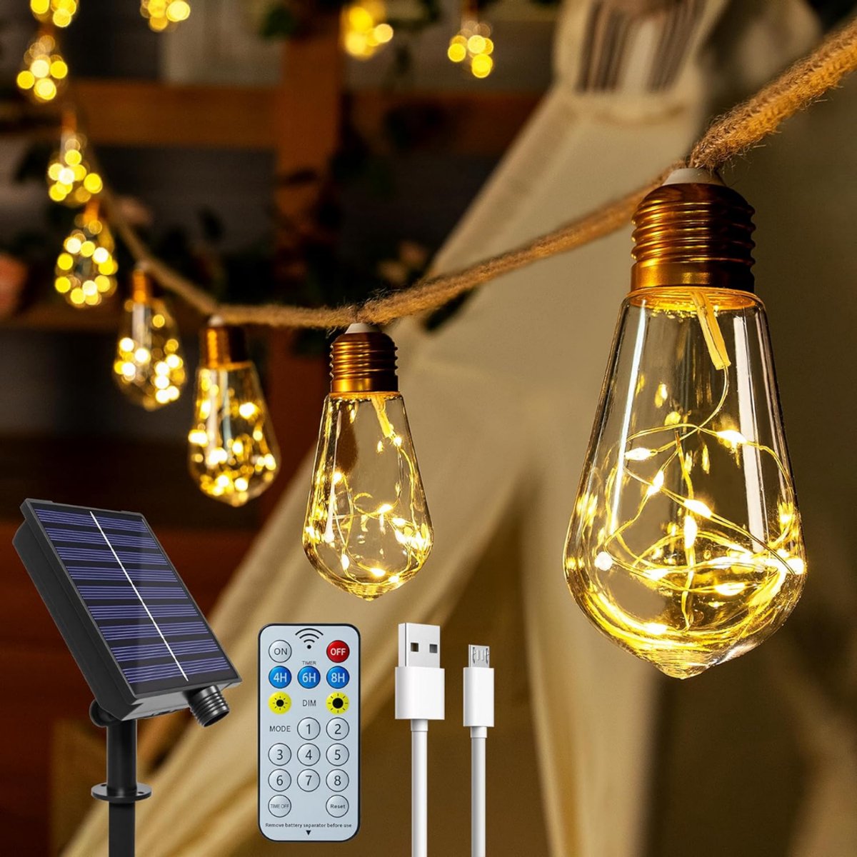 HEZIVO® Tuinverlichting Buiten Lichtsnoeren - Terrasverlichting Weersbestendig - Buitenverlichting Sfeer - 16 Gloeilampen - Met Timer