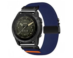 By Qubix - Geschikt voor Garmin bandje - 22mm Quickfit - Nylon bandje met parachute sluiting - Donkerblauw - Geschikt voor Garmin Forerunner 745 / 935 / 945 / 955 / 965