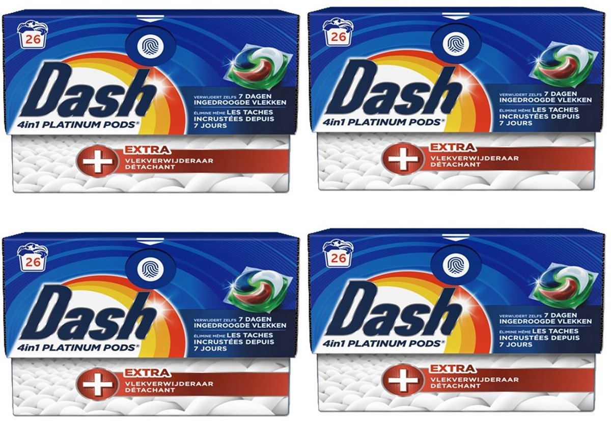 Dash 4in1 PODS - +Extra Vlekkenverwijderaar - Voordeelverpakking 4 x 26 Wasbeurten