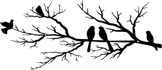 Oiseaux en métal, décoration murale avec des oiseaux vifs sur la branche, décoration murale avec des feuilles noires et un oiseau à suspendre à l'extérieur, sculpture murale pour la maison, le balcon, le jardin
