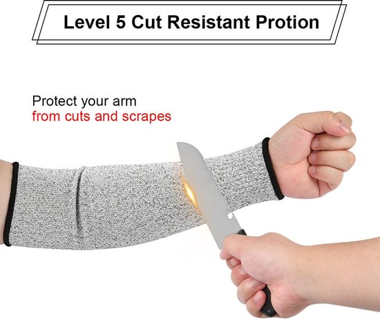 2 stuks armbeschermers - snijbestendige armbeschermers voor dunne huid en blauwe plekken - hittebestendige armbescherming - beschermende mouwen - voor vrouwen en mannen, koken, tuinieren, 35 cm — afbeelding 4
