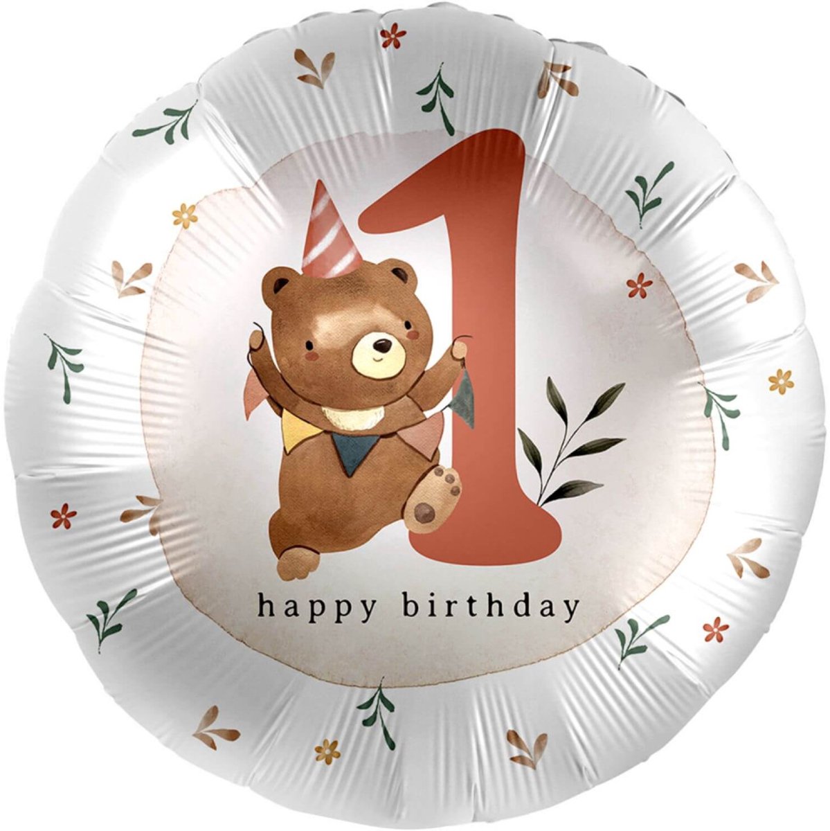 Folieballon 1e Verjaardag Beer Happy Birthday – 43 cm (Bulk)