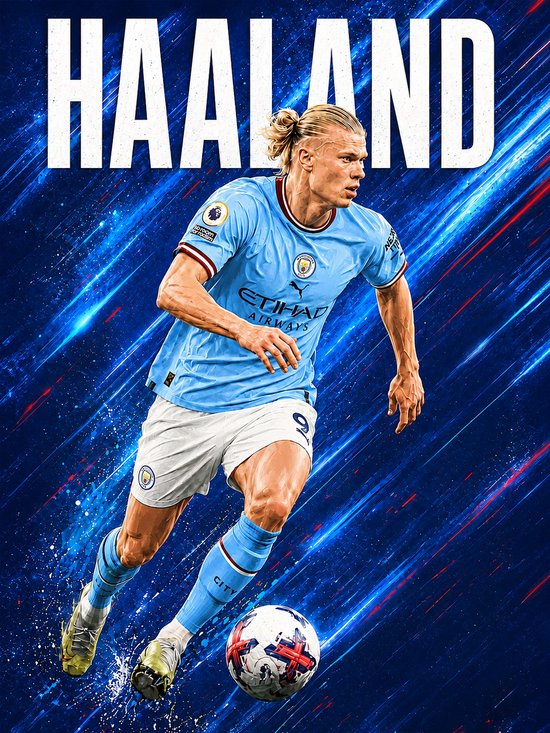 Erling Braut Haaland Poster - 43 x 61 cm - City Collection - Bekende Voetballer - Geschikt om in te lijsten - Voetbal posters