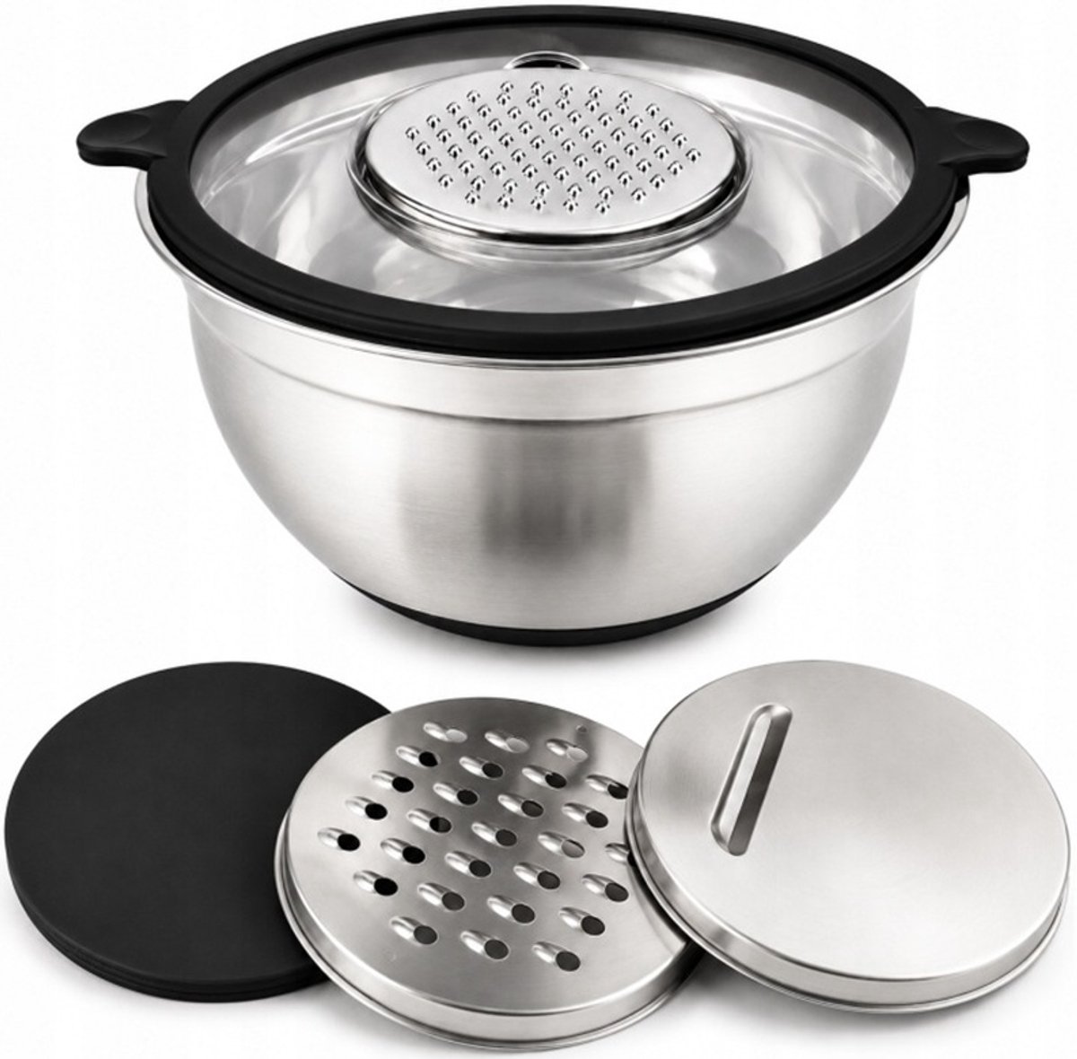Brunbeste Multifunctionele Mengkom met Raspfunctie - 3 Vervangbare Raspen - RVS - 4,5 Liter - Antislip