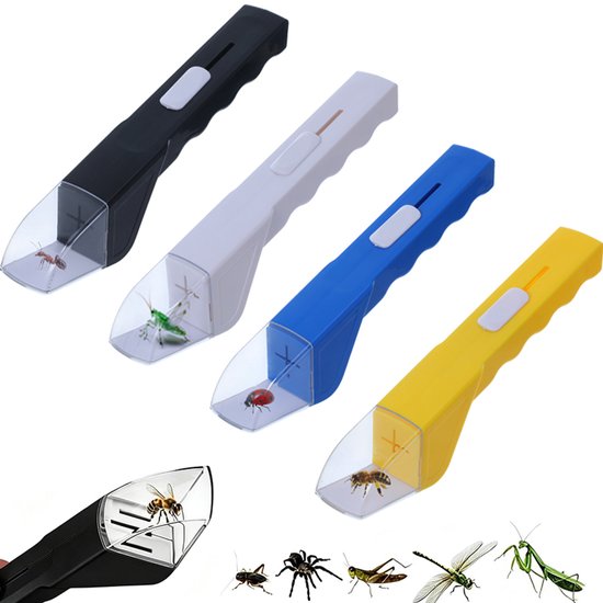 Insectenvanger - 4 stuks - Spinnenvanger - Vliegenvanger - Insectenpotje - insect catcher - Lange Steel - Insectenzuiger - Veilig voor Kinderen - Geschikt voor Spinnen, Mieren en Andere Beestjes - Veelkleurig