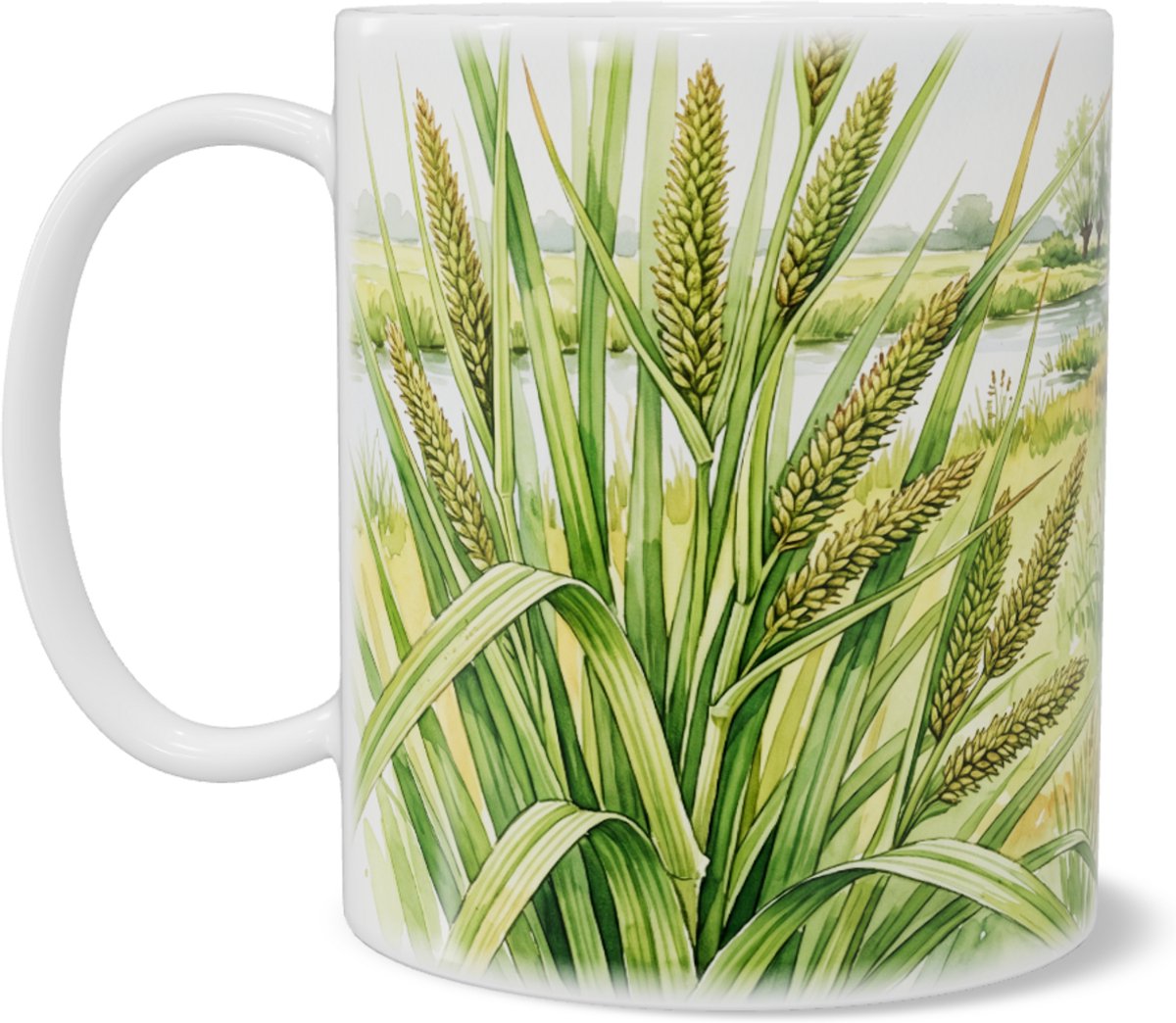 Mok met voszegge illustratie - Carex vulpinoidea - Natuur mok