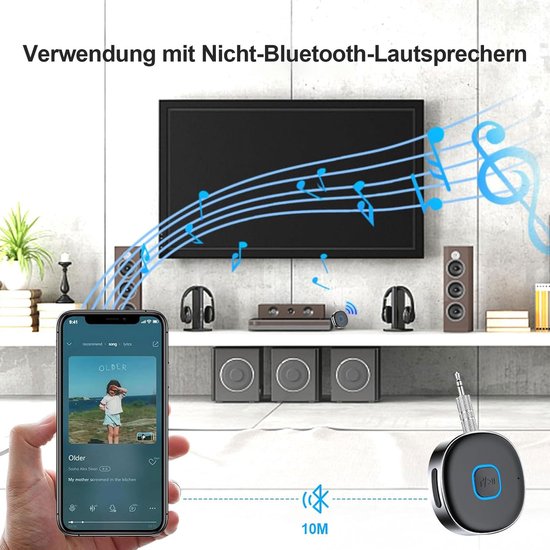 FloraGrace Bluetooth-adapters - Bluetooth Ontvanger Auto - Handsfree Bellen - AUX Bluetooth Adapter - Compatibel Met Alle Auto’s - Zwart — afbeelding 5