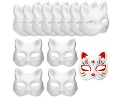 10 witte, zelf te beschilderen maskers — Cosplay-rekwisieten — Feest, verkleedpartij, orkmaskers — Handgemaakte papieren maskers
