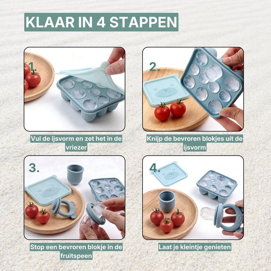 Broemba Fruitspeen & IJsblokjesvorm - Baby Speen met Bijtring - 100% Siliconen - 3 Speenmaten S/M/L - BPA-vrij - 4+ maanden - Blauw van Broemba — afbeelding 3