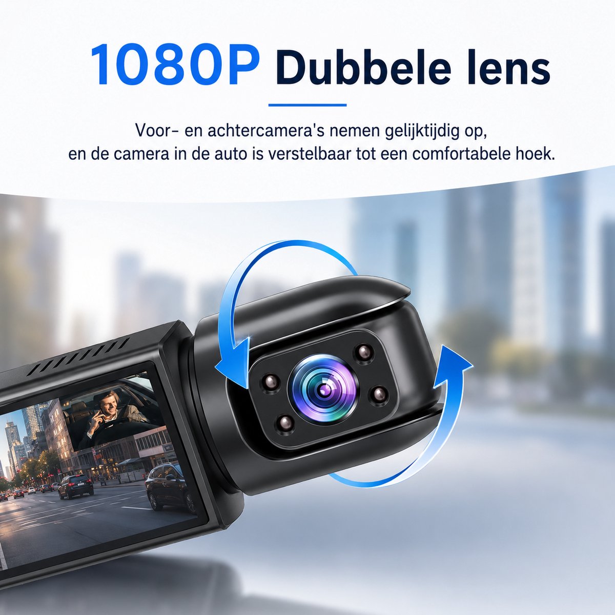 Dashcam Auto 1080P Dual Camera – Voor & Binnen – IR Nachtzicht – Loop Recording – Groothoek – 8,03 cm IPS Scherm – Auto DVR Camera – foto 8