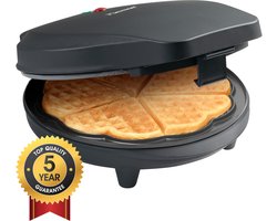 Bestron Wafelijzer - ASW217BL - 700W - 5 hartvormige wafels - Anti aanbaklaag - Zwart - 5 jaar garantie