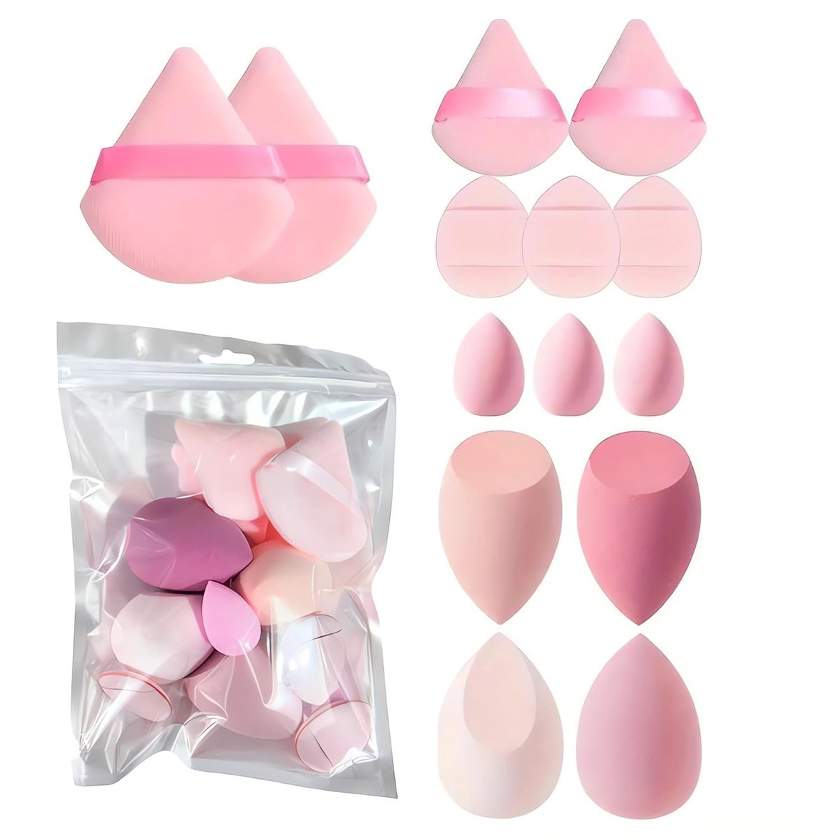 Dailygoods - 14-delige Make-upsponzen en Kwasten Set