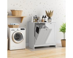 Pugsdrly Kantelbare wasmand met uitneembare mand, verborgen wasmand, opbergkast voor de badkamer, vrijstaande home-organizer, wit