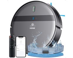 CleanWise Henk Robotstofzuiger – Nederlands Product – Voor Huisdieren – Met Dweilfunctie & Laadstation – Dweilrobot – 4500 Pa – HEPA 14 – Ultra dun 7,4 cm – App & Spraakbediening – Voor Huisdierharen, Harde Vloeren & Tapijt