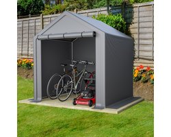 REDOM - Fietsenstalling - Weerbestendig - Met Oproldeur - Voor Tuin Of Terras - Metaal En PE - Donkergrijs - 190 X 170 X 200 Cm