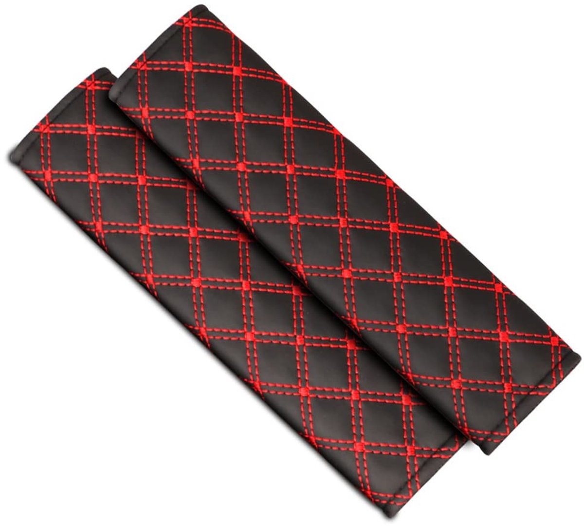Dailygoods - Dailygoody - Autogordelkussens - Veiligheidsgordel - Zacht en comfortabel - Zwart-rood - Hypoallergeen - Geschikt voor kinderen - 2 stuks